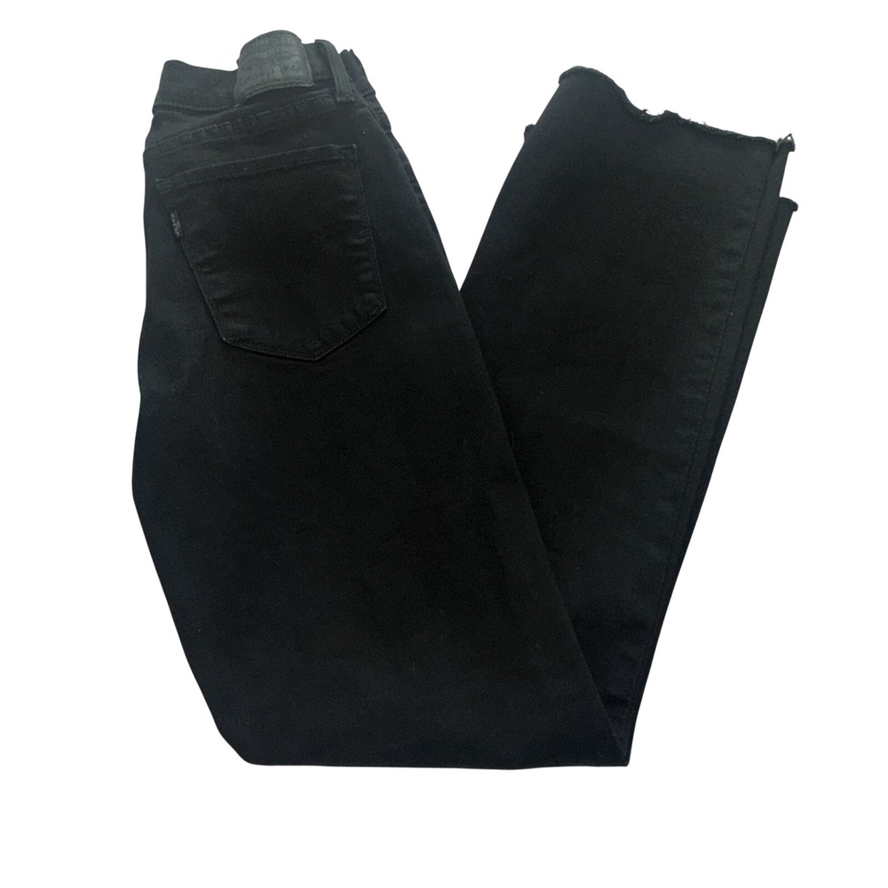 Levis Bootcut Jeans Womens Size 2 Black Straight Distressed Denim Raw Hem NWOT